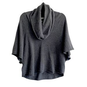 JOIE Wool Cashmere Cowl Neck Oversized Poncho Sweater Grey XS